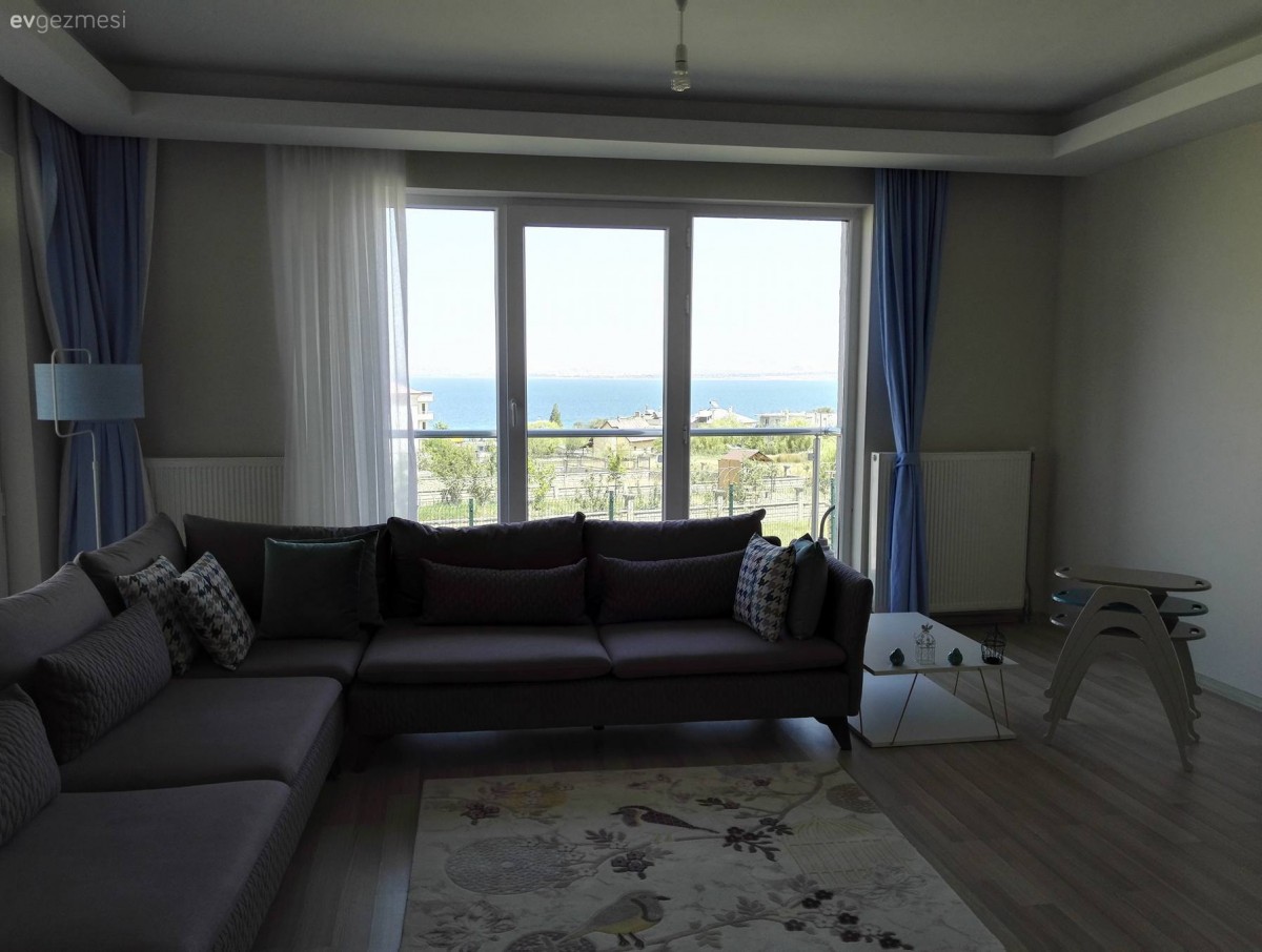 Gri, Köşe koltuk, Mavi, Perde, Salon