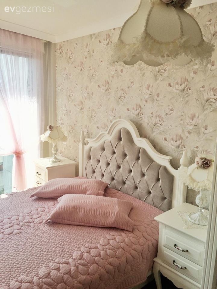 Country, Duvar kağıdı, Kahverengi, Pembe, Yatak Odası, Yatak örtüsü