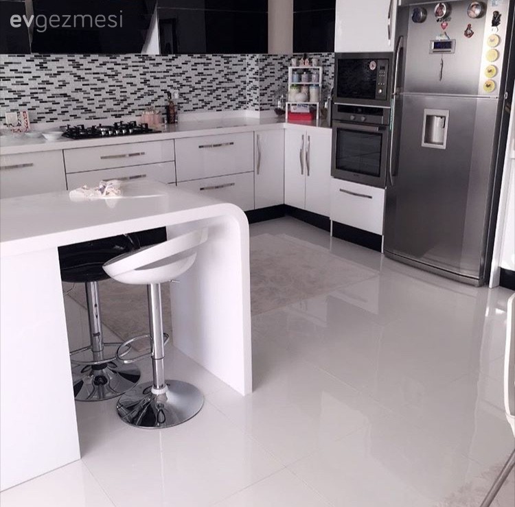 Beyaz mutfak, Modern mutfak, Mutfak, Siyah- Beyaz