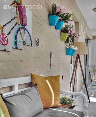 Balkon, Çiçekler, Lambader, Sarı, Aydınlatma