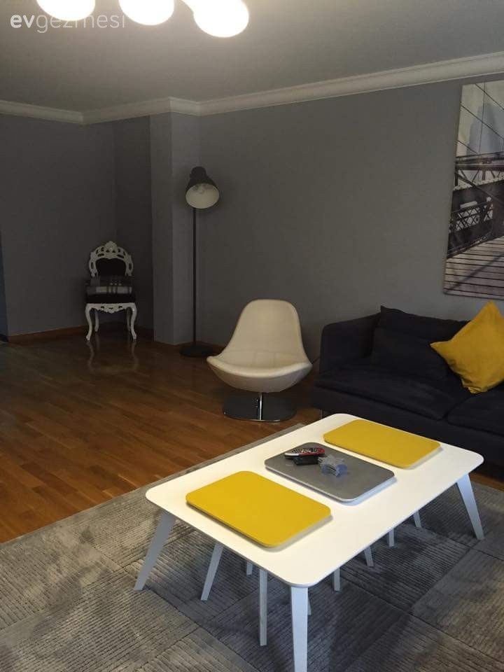 Gri, Köşe koltuk, Salon, Sarı, Sehpa, Siyah