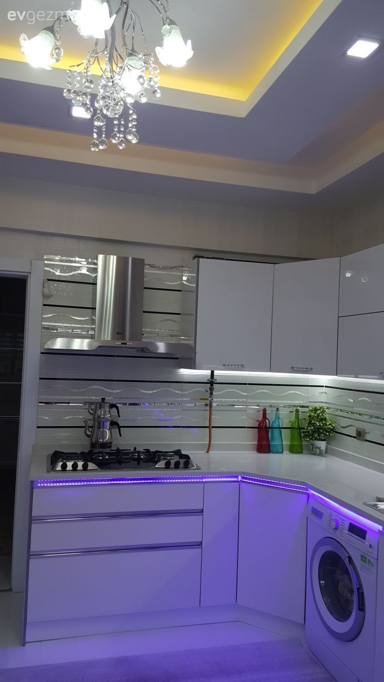 Ankastre, Beyaz mutfak, Mutfak, Asma tavan, Avize