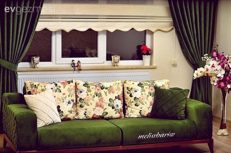 Fon perde, Perde, Salon, Yeşil