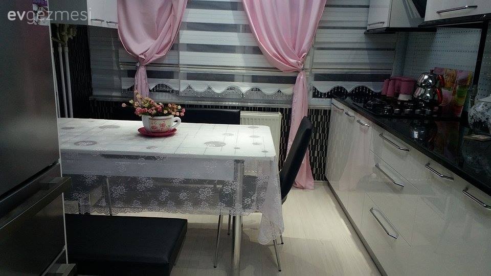 Beyaz mutfak, Japon perde, Mutfak, Perde