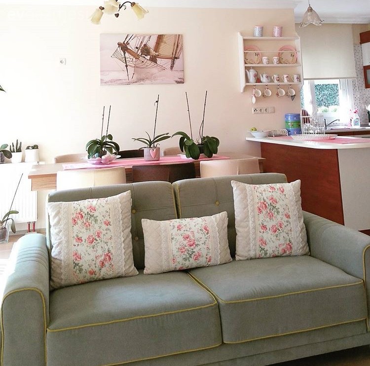 Amerikan Mutfak, Salon, Yeşil, Kırlent