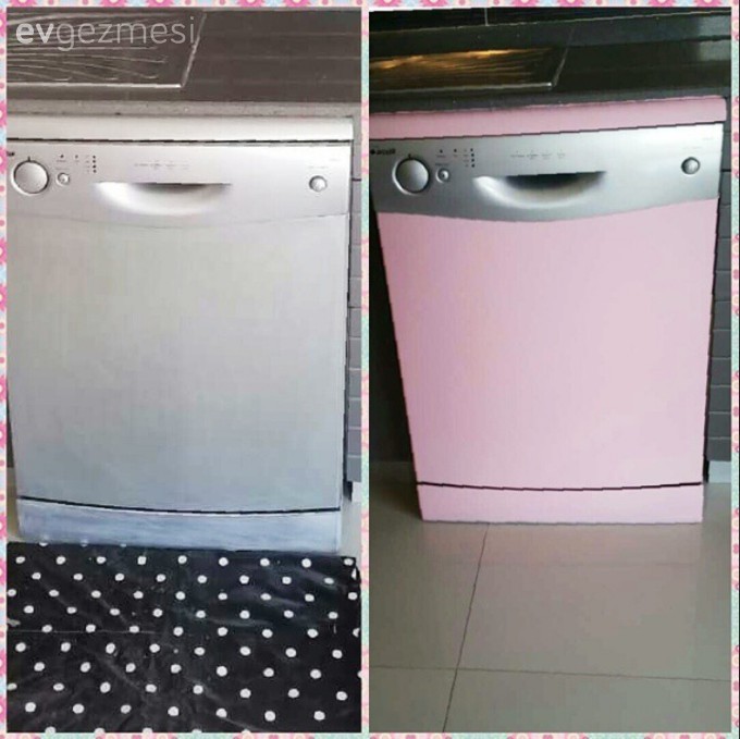 Sina hanımın boyadığı bulaşık makinesi ve buzdolabı