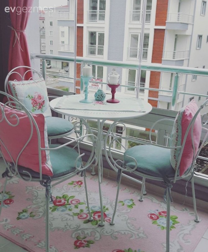 Balkon, Halı, Mavi, Pembe