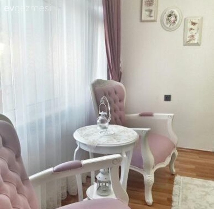 Berjer, Country, Pembe, Salon, Yan sehpa