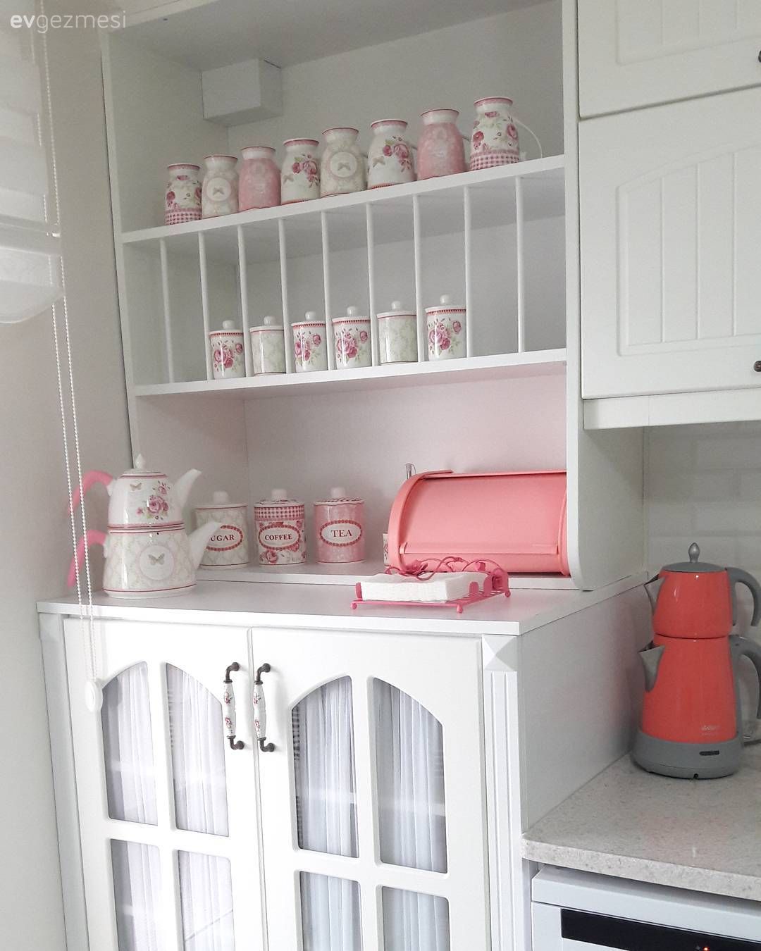 Beyaz mutfak, Country mutfak, Mutfak, Mutfak aksesuarları, Pembe