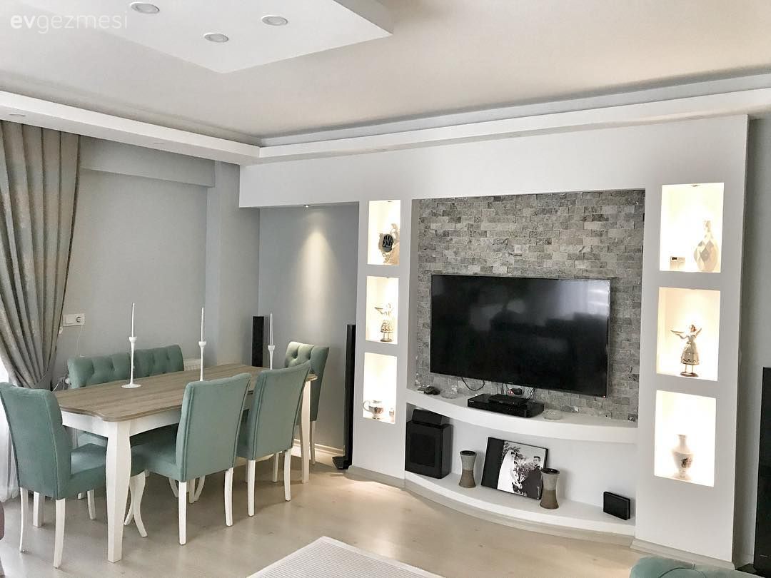 Salon, Yemek Odası, Yeşil, Taş duvar, Doğtaş Mobilya