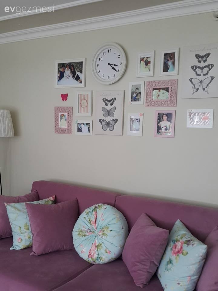 Duvar dekorasyonu, Mor, Oturma Odası, Kırlent