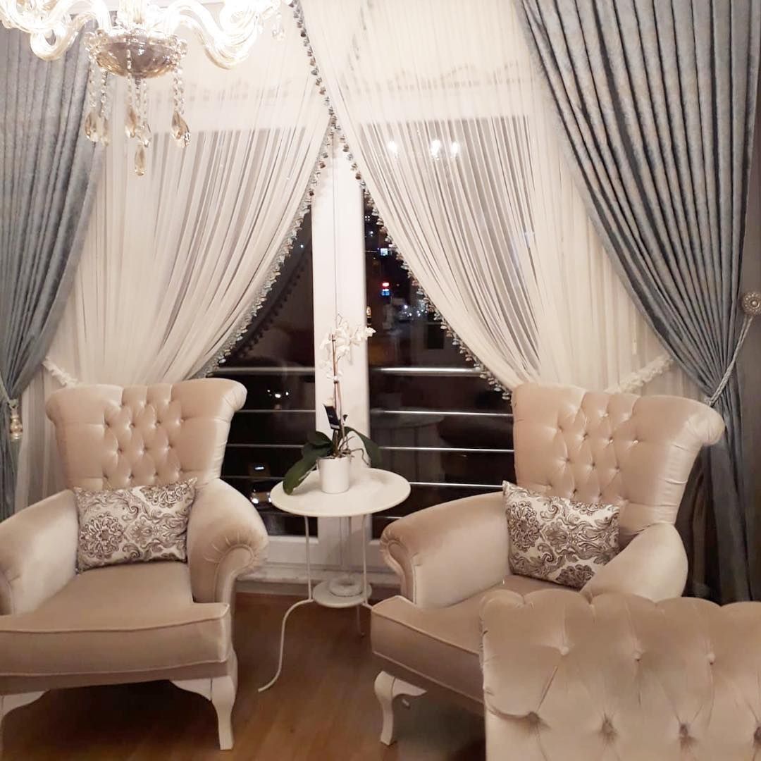 Krem, Salon, Perde, Fon perde, Kruvaze perde, Berjer