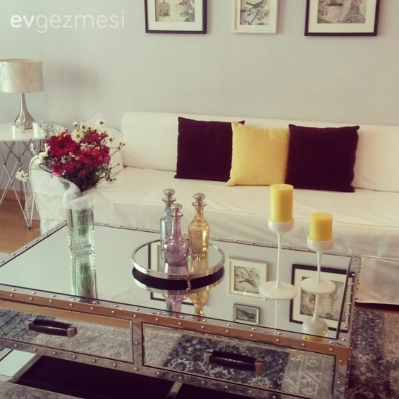 Beyaz, Salon, Sarı, Sehpa