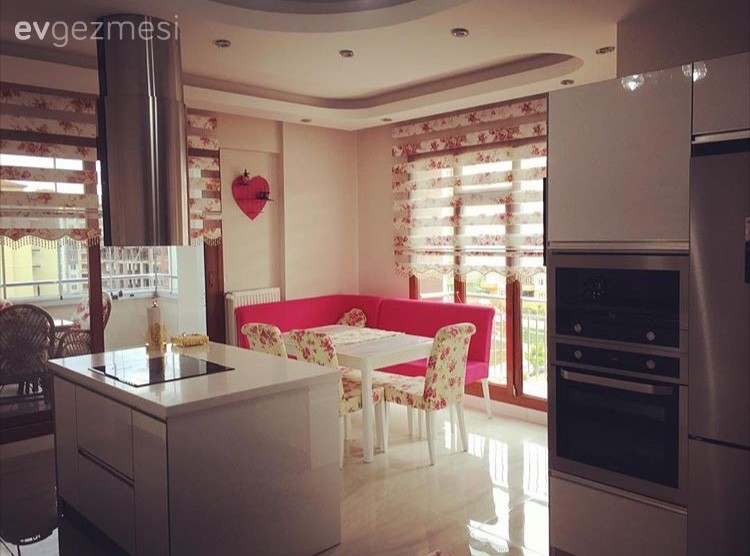 Ankastre, Mutfak, Ada mutfak, Mutfak köşesi, Mutfak masası, Perde, Salon