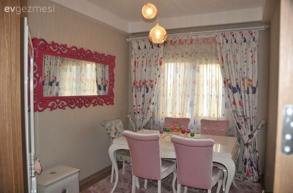 Ayna, Fon perde, Pembe, Perde, Yemek Odası