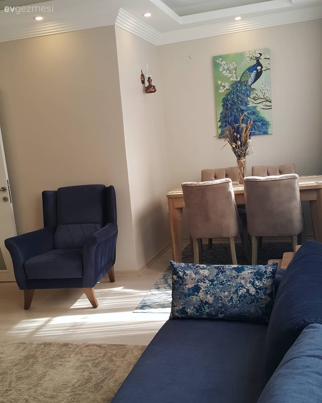 Salon, Tablo, Lacivert, Krem, Yemek Odası