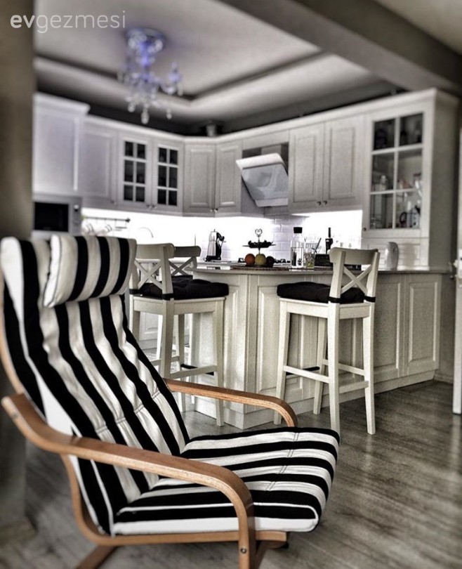 Amerikan Mutfak, Berjer, Beyaz mutfak, Mutfak, Siyah- Beyaz