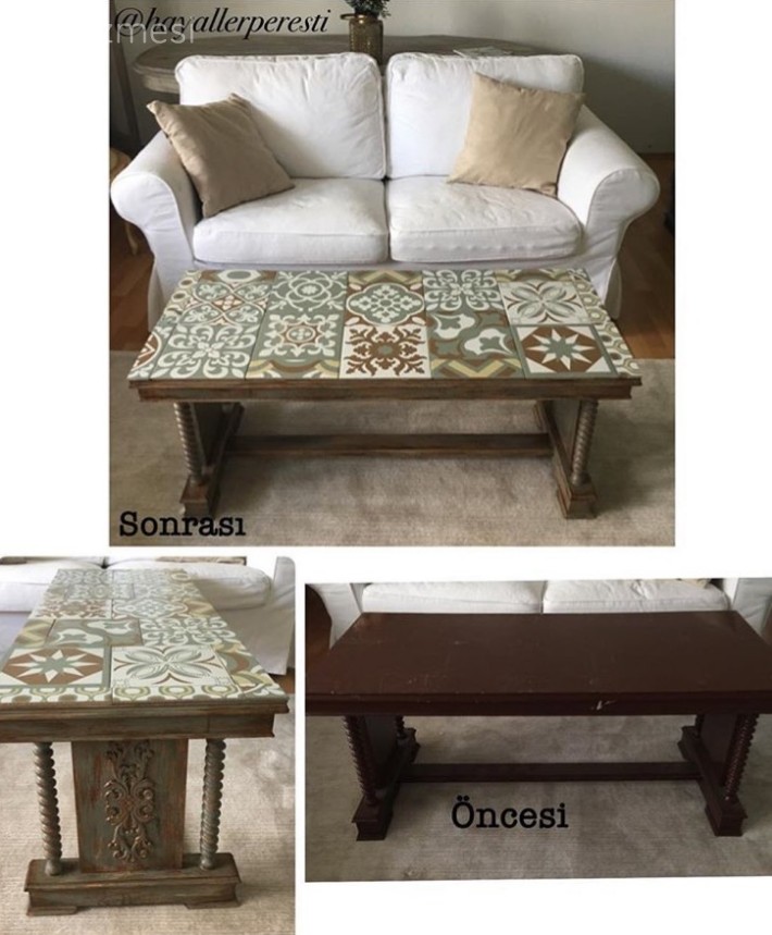 Kendin Yap, Mobilya boyama, Öncesi / Sonrası, Orta sehpa