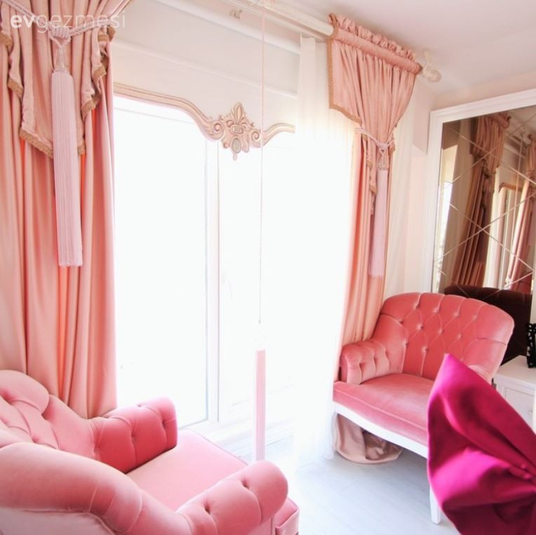 Genç odası, Pembe, Perde, Yatak Odası