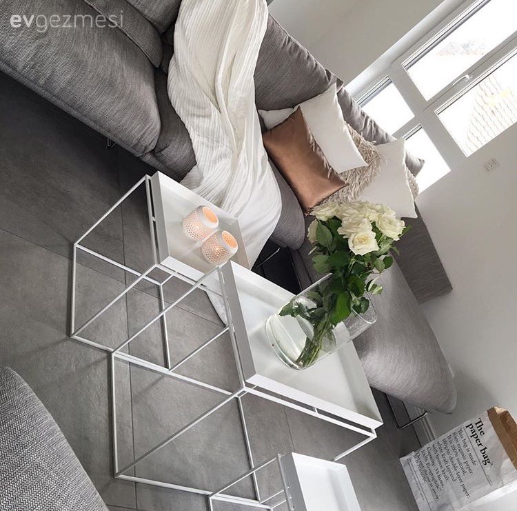 Gri, Modern, Orta sehpa, Salon, Sehpa, Kırlent