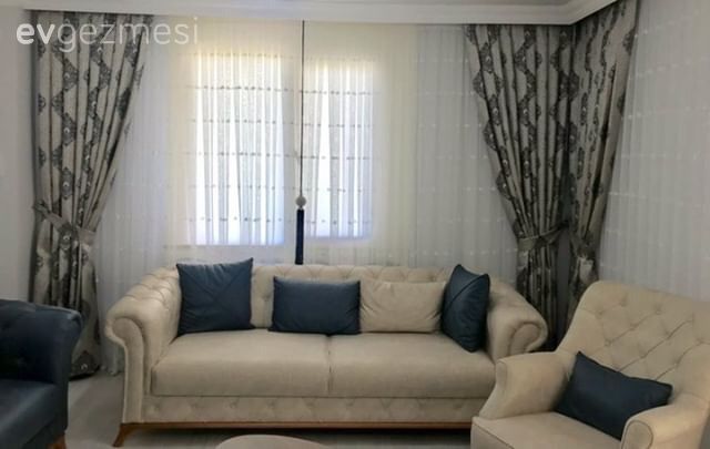 Fon perde, Perde, Salon, Mavi