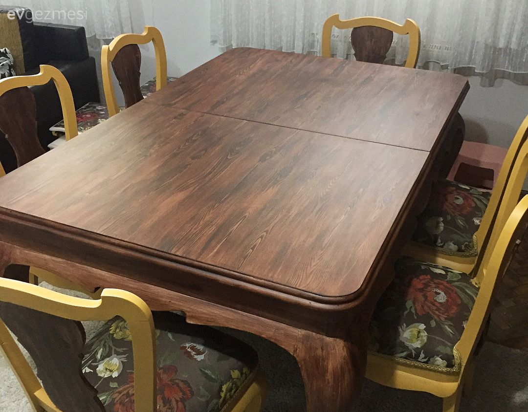 Yeniden yaratılmış venge mobilyalar. Burcu hanımın harika dönüşümü..