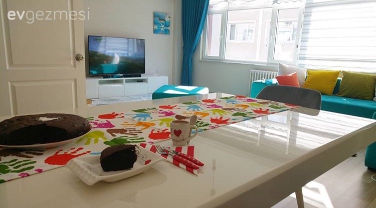 Fon perde, Mavi, Salon, Perde