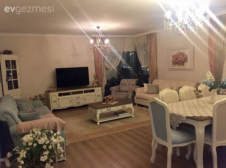 Salon, Pembe, Mavi, Yemek Odası, Orta sehpa, Tv ünitesi, Country