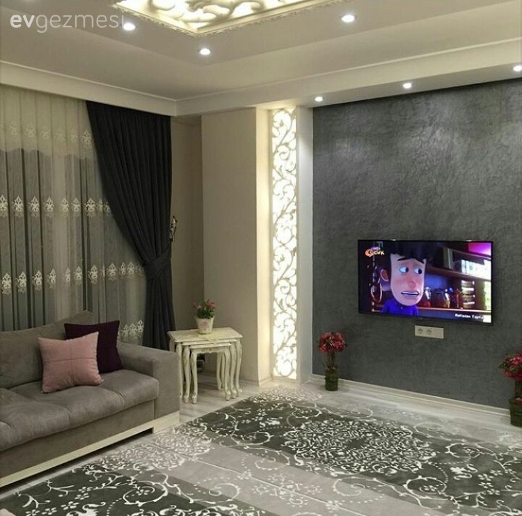 Gri, Halı, Salon, Tv ünitesi