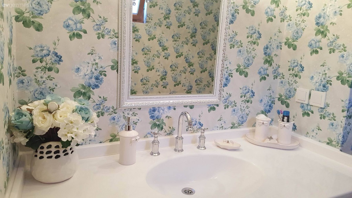 Banyo, Duvar kağıdı, Mavi