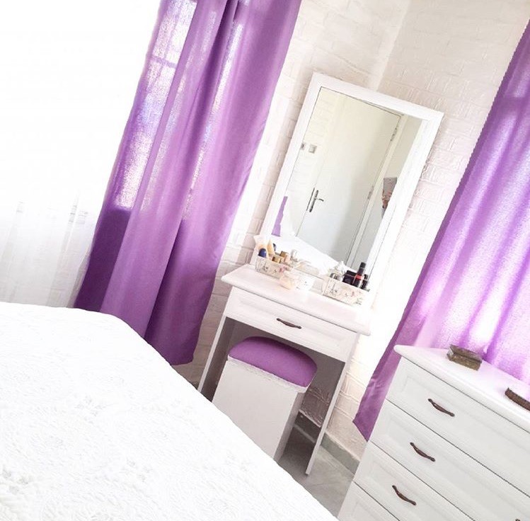 Fon perde, Kendin Yap, Mobilya boyama, Mor, Öncesi / Sonrası, Perde