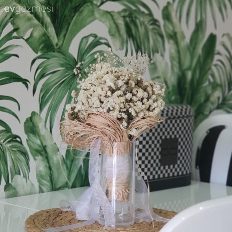 Çiçekler, Mutfak, Mutfak masası, Tropik desen