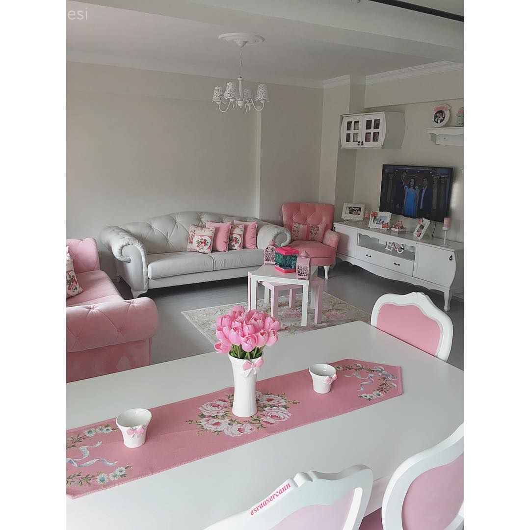 Amerikan Mutfak, Pembe, Mutfak masası, Yemek Odası, Tv ünitesi, Salon