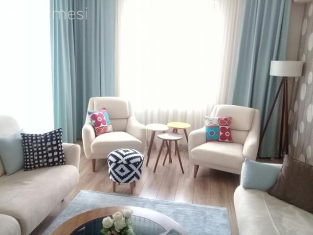 Fon perde, Oturma Odası, Mavi, Berjer, Puf