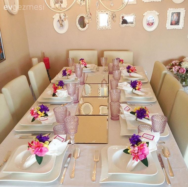 Duvar dekorasyonu, Pembe, Sunum, Yemek Odası
