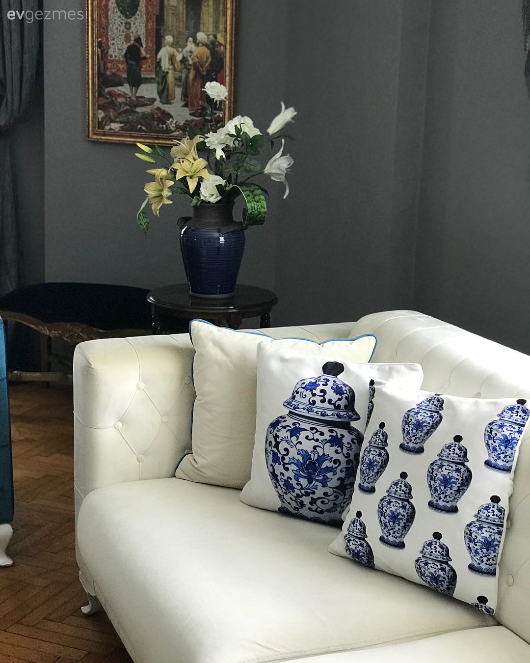 Kırlent, Mavi, Salon