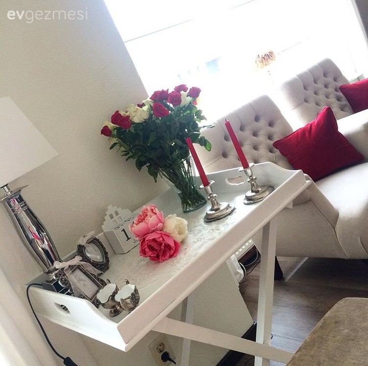 Berjer, Kırmızı, Salon, Sehpa