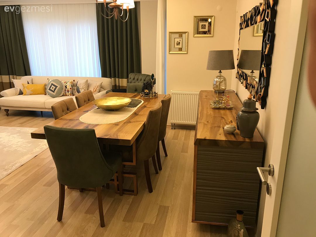 Salon, Yemek Odası, Ahşap Mobilya, Ceviz, Kahverengi, Konsol, Ayna