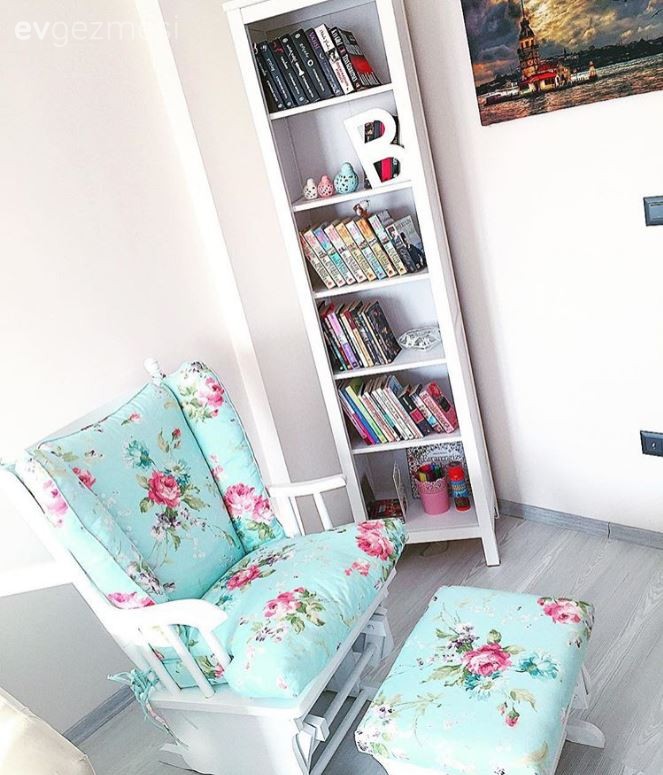 Berjer, Çiçekli desen, Kitaplık, Oturma Odası