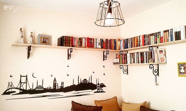 Aydınlatma, Duvar dekorasyonu, Kitaplık, Oturma Odası