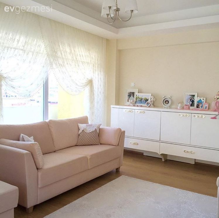 Konsol, Pastel renkler, Pembe, Perde, Salon