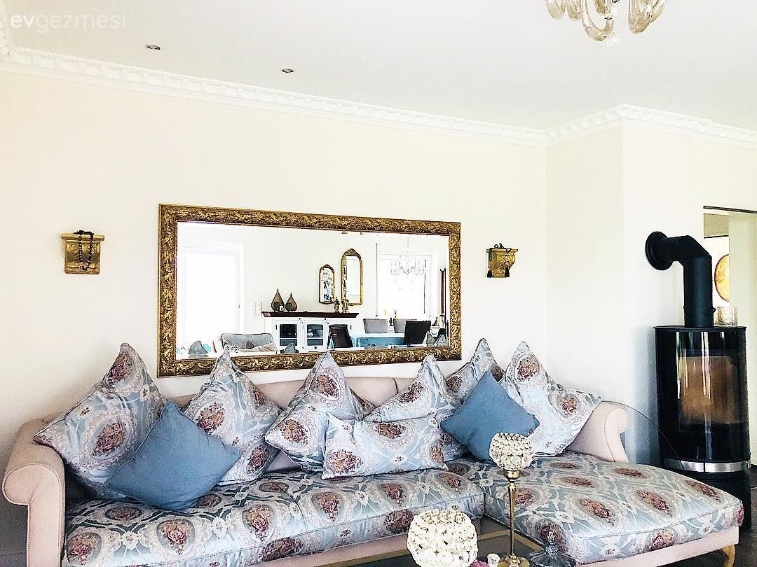 Salon, Uzanma koltuklu köşe, Ayna, Şömine