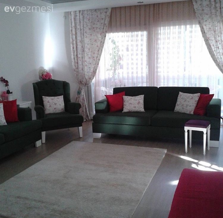 Berjer, Halı, Perde, Salon, Yeşil