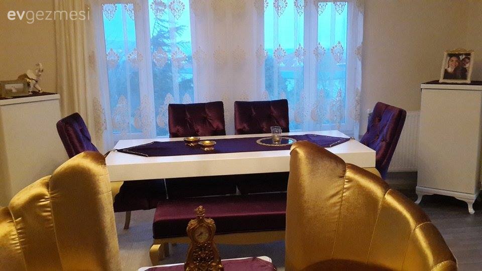 Eylül hanımın altın ve mor hakimiyetinde, özgün ve gösterişli evi..