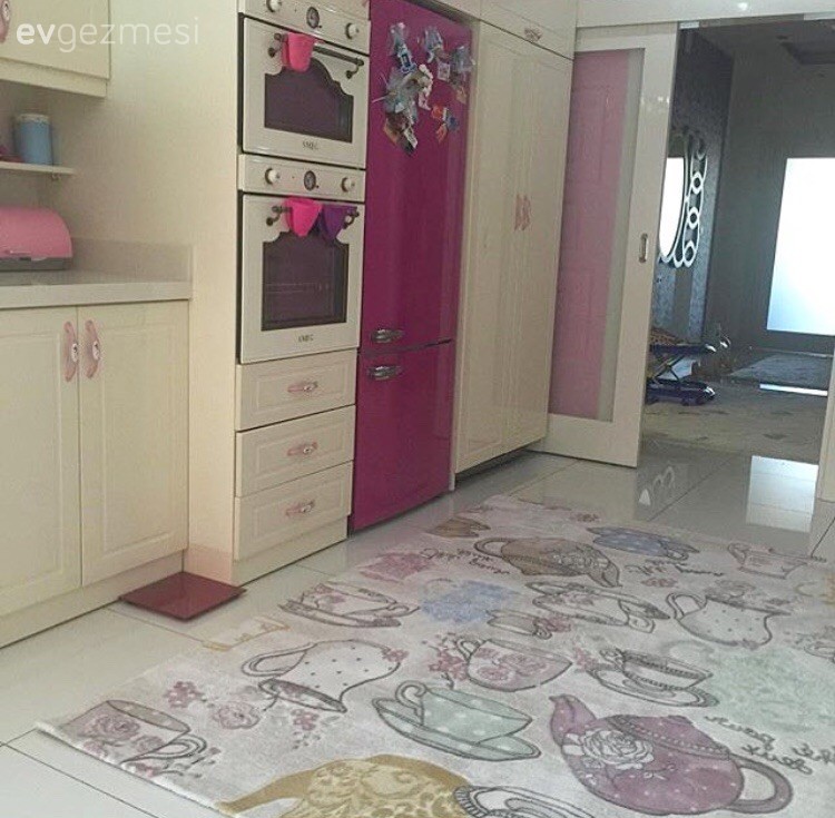 Ankastre, Country mutfak, Halı, Mutfak, Pembe