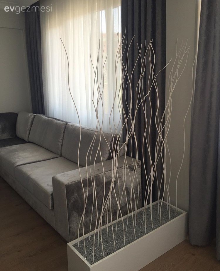 Dekoratif Objeler, Fon perde, Gri, Köşe koltuk, Salon, Perde