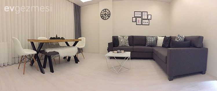 Duvar dekorasyonu, Gri, Köşe koltuk, Orta sehpa, Salon, Yemek Odası