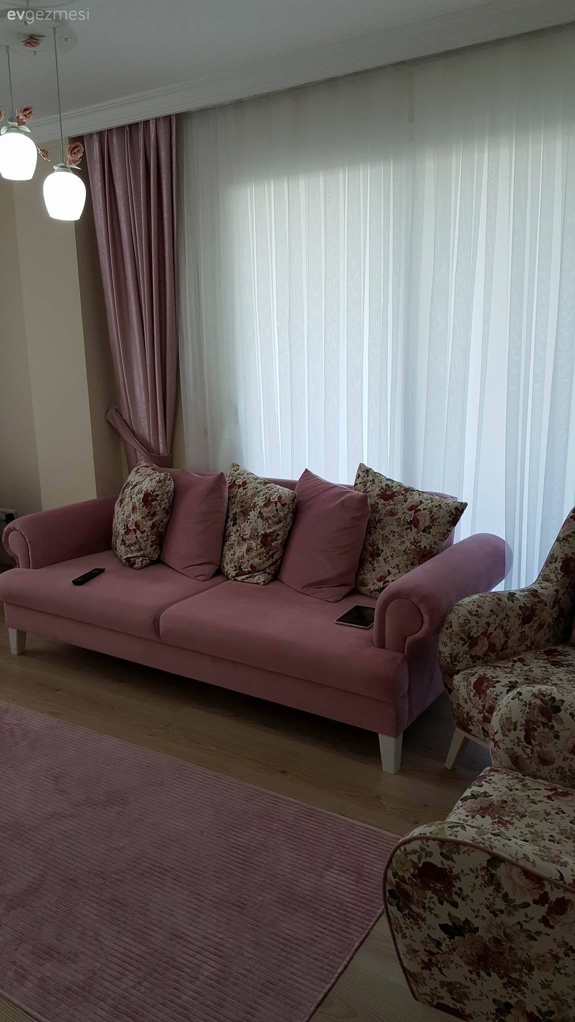 Fon perde, Oturma Odası, Pembe, Perde