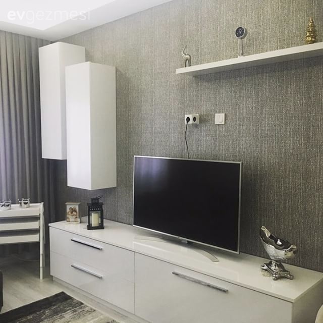 Duvar kağıdı, Gri, Salon, Tv ünitesi