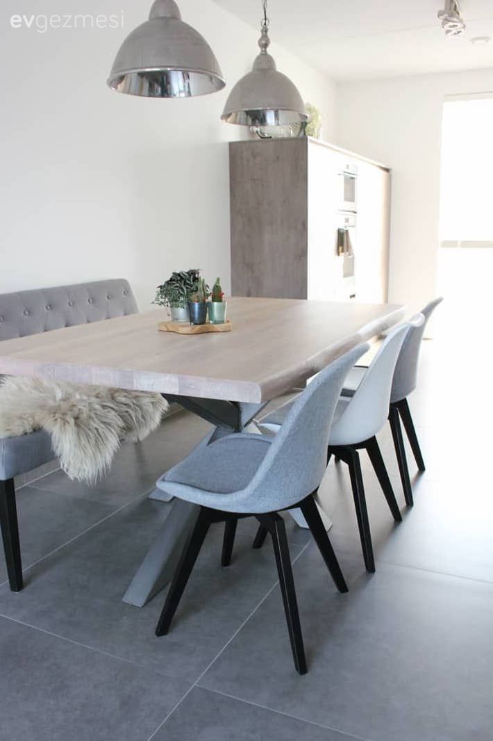 Salon, Gri, Yemek Odası, Avize, Amerikan Mutfak, Ahşap Mobilya